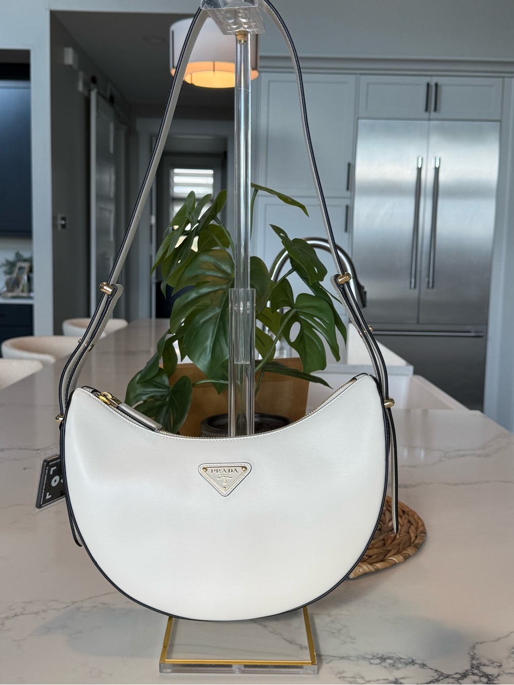 Prada Arqué White Leather Shoulder Bag Excellent Condition
